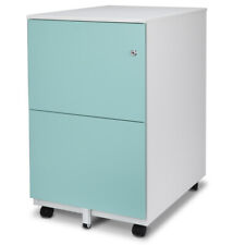 Aurora Fc 102bl Modern Soho Design 2 Drawer Metal Mobile File Cabinet Blue