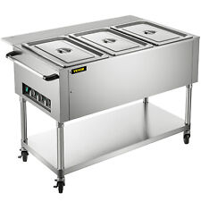 Vevor 3 Pans Commercial Electric Steam Table Food Warmer Withwheels 0 100 1500w