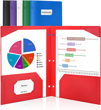 6 Pack 3 Holes 2 Pocket Folders With Labels Heavy Duty Binder Folder With Pocke