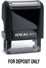 For Deposit Only Text On An Ideal 4911 Self Inking Rubber Stamp With Black Ink