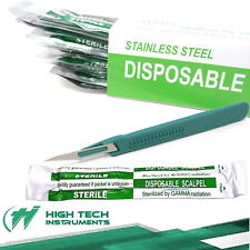 10 Pcs Disposable Sterile Surgical Scalpels 11 With Graduated Plastic Handle