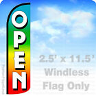 Open - Windless Swooper Feather Flag Banner Sign 2.5x11.5 - Rainbow Q