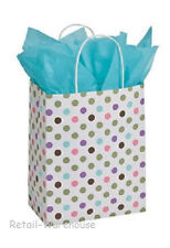 100 Paper Bags Polka Dot Green Pink Purple Cub Merchandise Shopping 8 X 5 X 10
