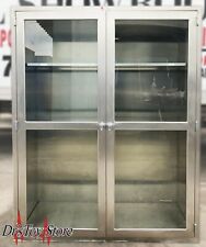 Metal Stainless Steel Supplies Storage Equipment Cabinet W Clear View Glass Door