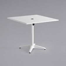 36 X 36 Square White Aluminum Patio Table With Umbrella Hole For Outdoor Use