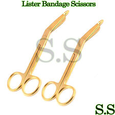 2 Pc Lister Bandage Scissors 55 Full Gold Plated Surgical Instruments