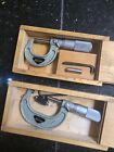 Fowler 0-1 1-2 Micrometer .0001 Poland Wood Cases