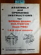 Pittsburgh Forgings Pbs 1 2 Row Spring Shank Cultivator Owner Operator Manual