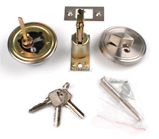 Silver Cylinder Deadbolt Door Lock Security Home Entry Handle Set With 3 Keys