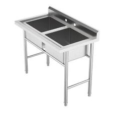 2 Compartment Commercial Sink For Garage Restaurant Kitchen Stainless Steel