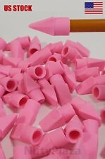 50 Pink Eraser Caps Top Fit Standard Pencil Non Abrasive Pvc Latex Free
