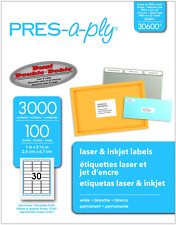 Pres A Ply Laser Address Labels 1 X 2 58 White 3000box