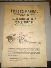 International Mccormick Deering No 9 Mower Bar Sickle Operators Manual Owners