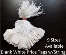 Blank White Merchandise Price Tags With String Retail Jewelry Strung Large Small