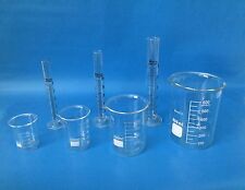 Beakers Set 600ml 250ml 100ml 50ml Cylinder Set 50ml 25ml 10 Ml Lab Glass New