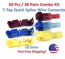 60pc T Taps Splice Wire Connector Insulated Spade Kit Electrical Crimp Terminals