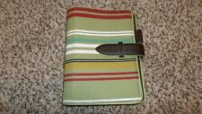 Franklin Covey Green Stripe Canvas Faux Leather Compact Planner 6 Ring Binder