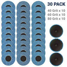 30x 2 Zirconia Flap Sanding Discs 40 60 80 Grit For Die Grinder Twist Roll Lock