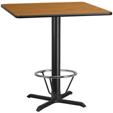 42 Square Restaurant Bar Height Table With Natural Laminate Top And Foot Ring
