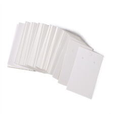 100 Pcs Rectangle White Earring Displays Paper Cards With Three Holes 90x50mm