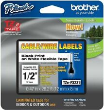 Genuine Brother Tzefx231 12 Black On White Cablewire Labels Ptouch