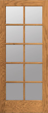 10 Lite Red Oak Clear Tempred Glass Stain Grade Solid Interior Wood French Doors