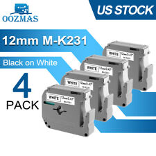 4pk M K231 M231 For Brother P Touch 12mm Label Tape White 12 Pt 55 Pt 85 Pt 70