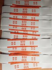 100 New Self Sealing Orange 50 Straps Currency Bands For Cash Money Bank Bill