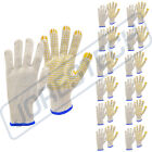 12 Pairs Poly Cotton Pvc Dots String Knit Work Gloves For Warehouse