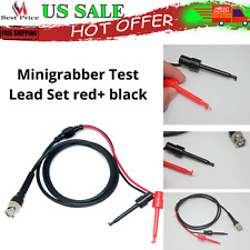 Bnc Connector To 2 Mini Grabber Clips Red Black To Minigrabber Test Lead Set Re