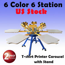 Usa 6 Color 6 Station Screen Printing Machine Press T Shirt Printer Carouse