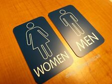 Engraved Men Women Restroom 5x3 Wall Signs Home Office Small Business Suite