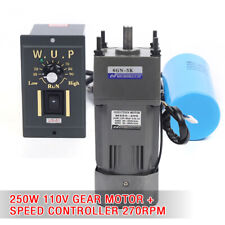 250w Single Phase Gear Motor Electric Motor Variable Speed Controller 270rpm Us