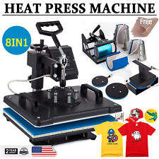 8 In 1 Heat Press Machine Swing Away Digital Transfer T Shirt Mug Hat 12x15