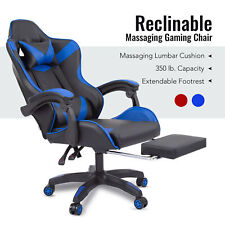 Ergonomic Computer Gaming Chair W Massage Amp Extendable Footrest For Adults Blue