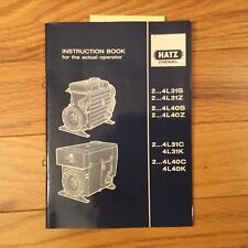 Hatz 2 3 4 4l31szck 4l40szck Operation Maintenance Manual Instruction Book