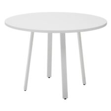 Prado 42 Round Conference Table With White Laminate Top And White Metal Legs