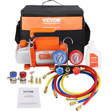 Vevor 3.5 Cfm 15 Hp Air Vacuum Pump Hvac Ac Manifold Gauge Set With Hose