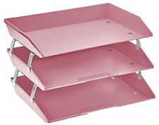 Acrimet Facility 3 Tiers Triple Letter Tray Solid Pink Color
