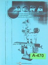 Acra Jh Fong Jf-15 Ver. 2 Vertical Milling Instruction Parts Electrical Manual