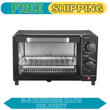 Mainstays 4 Slice Toaster Oven With 3 Setting Baking Rack And Pan Black