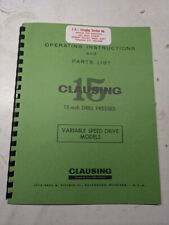 Clausing Instruction Operator Service Manual Parts List Drill Press 15