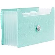 Martha Stewart Home Office Small Poly Accordion File 8 Pockets Teal Blue 24526