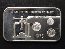 1973 Mother Lode Mint Coin Press Mlm-24 Silver Art Bar A5034