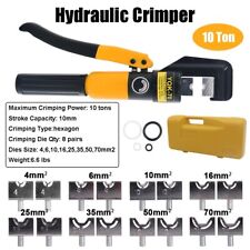 Us 10t Hydraulic Crimper Wire Battery Cable Lug Terminal Crimping Tool W8 Dies