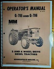 Minneapolis-moline G-705 G-706 2wd 4wd Diesel Tractor Owners Operators Manual
