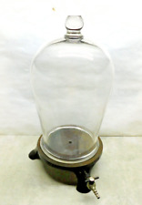 Antique Vacuum Bell Jar Cloche Glass 8 Round X 16 Tall W Cast Iron Base
