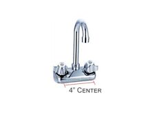 4 Center Commercial Wall Mounted Hand Sink Faucet With A Gooseneck Swing Spout