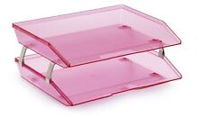 Acrimet Facility 2 Tiers Double Letter Tray Clear Pink Color