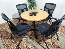 Kimball 36 Conference Table Set Wihth Four Fabric Chairs